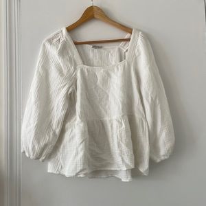 Madewell lightspun puff-sleeve peplum top